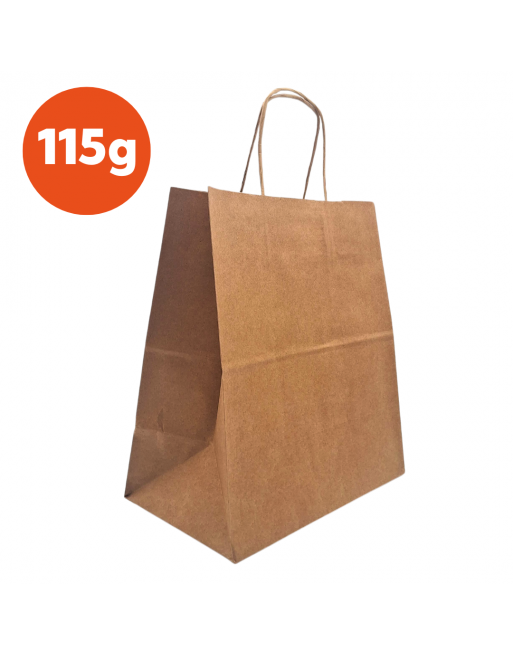 Bolsas de papel color Kraft 115g 27+16x31 cm