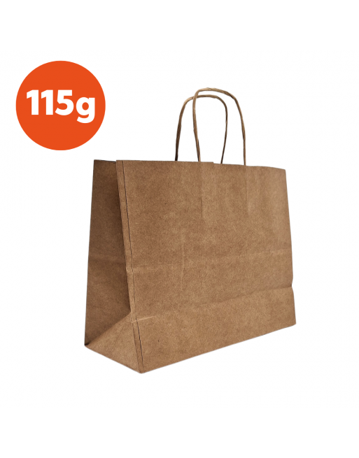 Bolsas de papel color Kraft 115g 42+16x34 cm