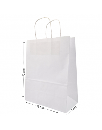 Bolsas de papel color Blanco 100g  32+11x42 cm Bolsas de papel color Blanco 100g  32+11x42 cm