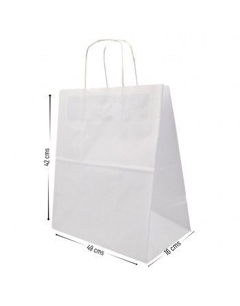 Bolsas de papel color Blanco 110g 42+16x49 cm