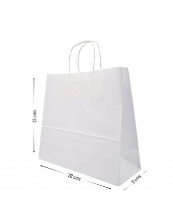 28+11x22 cm Bolsas de papel color Blanco 110g