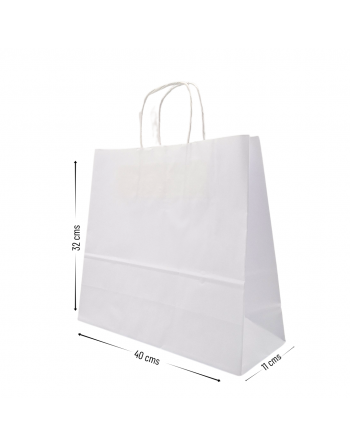 40+11x32 cm Bolsas de papel color Blanco 100g