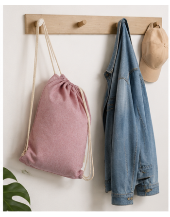 Mochila de algodón 100% reciclada jaspeada rosa 120g 38x42cm