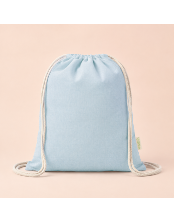 Mochila de algodón 100% reciclada jaspeada azul claro 120g 38x42cm