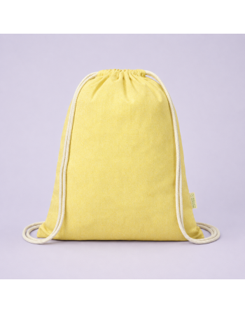 Mochila de algodón 100% reciclada jaspeada amarilla 120g 38x42cm