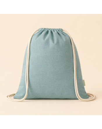 Mochila de algodón 100% reciclada jaspeada verde 120g 38x42cm