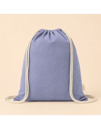 Mochila de algodón 100% reciclada jaspeada azul 120g 38x42cm