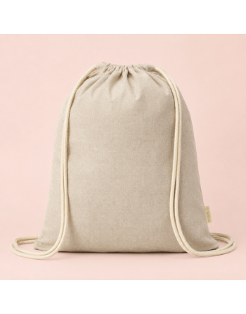 Mochila de algodón 100% reciclada jaspeada biege 120g 38x42cm