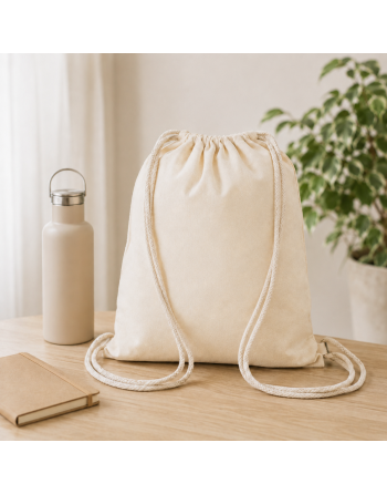 Mochila algodón crudo de cordones 135g 36x40cm