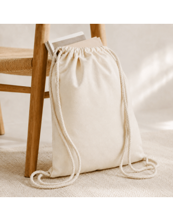 Mochila algodón crudo de cordones 135g 36x40cm
