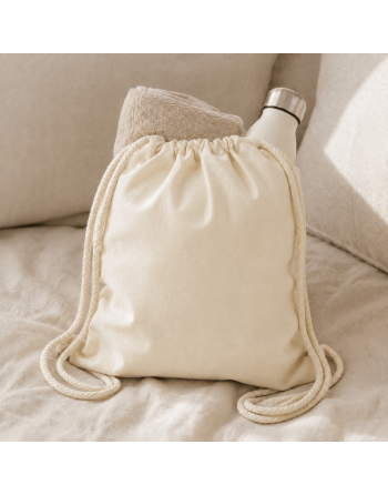 Mochila algodón crudo de cordones 135g 36x40cm