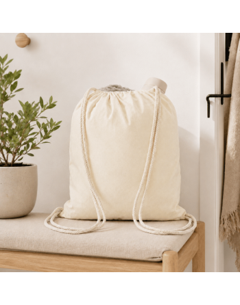 Mochila algodón crudo de cordones 135g 36x40cm