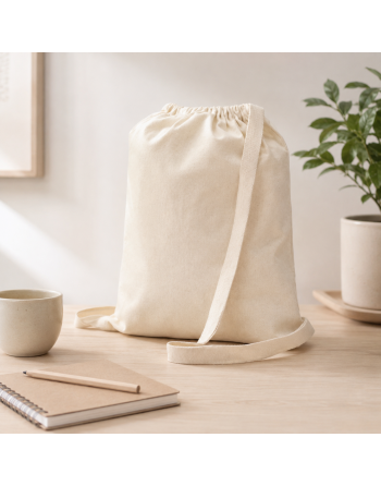Mochila de algodón crudo de asas anchas 150g 34x42cm