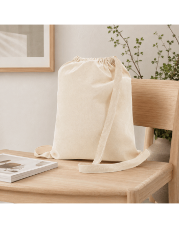 Mochila de algodón crudo de asas anchas 150g 34x42cm