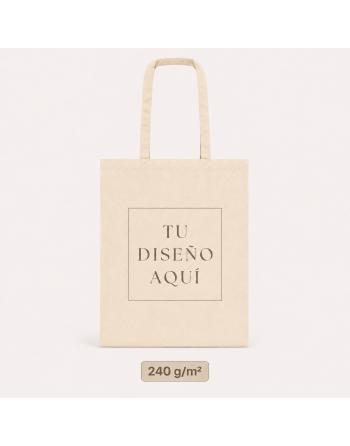 Bolsas de algodón Natural asa larga personalizada 240g 38x42cm