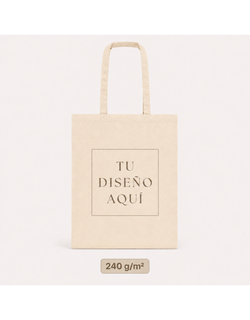 Bolsas de algodón Natural asa larga personalizada 240g 38x42cm