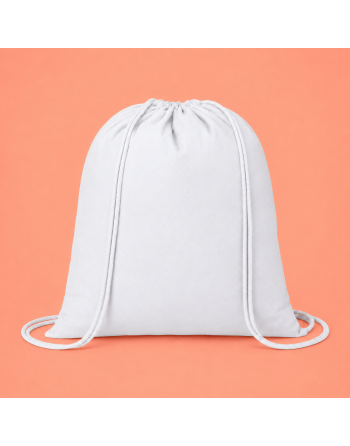 Mochila de algodón blanca personalizada 100g 37x41cm