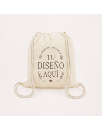 Mochila de algodón color crudo con cordones 135g 36x40cm