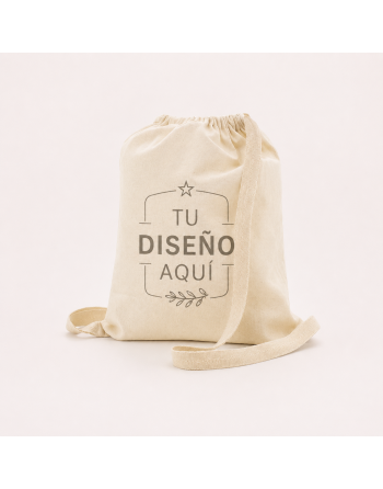Mochila de algodón color crudo personalizables con asas anchas 150g