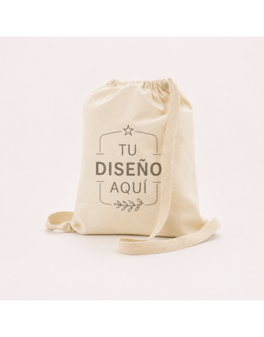 Mochila de algodón color crudo personalizables con asas anchas 150g