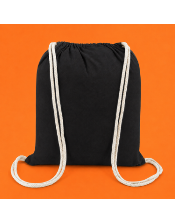 Mochila de algodón negra personalizables 135g 36x40cm