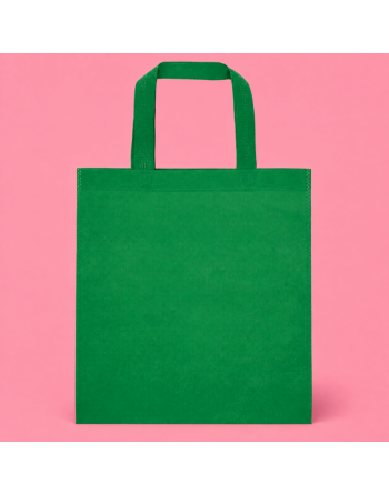 Bolsa TNT con asas cortas verde 35x38cm - 80g