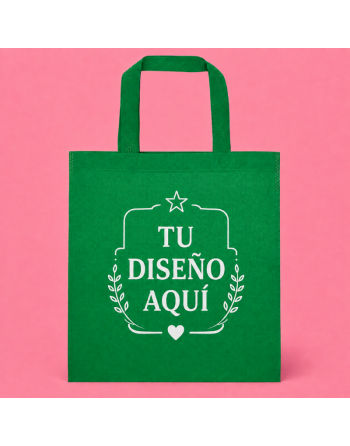 Bolsas TNT con asas cortas - personalizada verde- 35x38cm - 80g