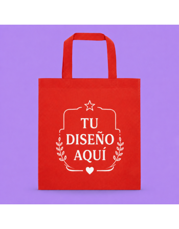 Bolsas TNT con asas cortas - personalizada rojo - 35x38cm - 80g