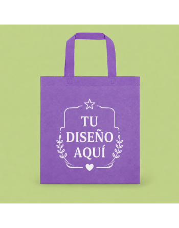 Bolsas TNT con asas cortas - personalizada lila- 35x38cm - 80g