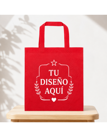 Bolsas TNT con asas cortas - personalizada rojo - 35x38cm - 80g