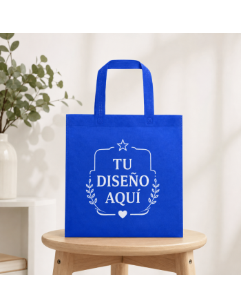 Bolsas TNT con asas cortas - personalizada azul - 35x38cm - 80g