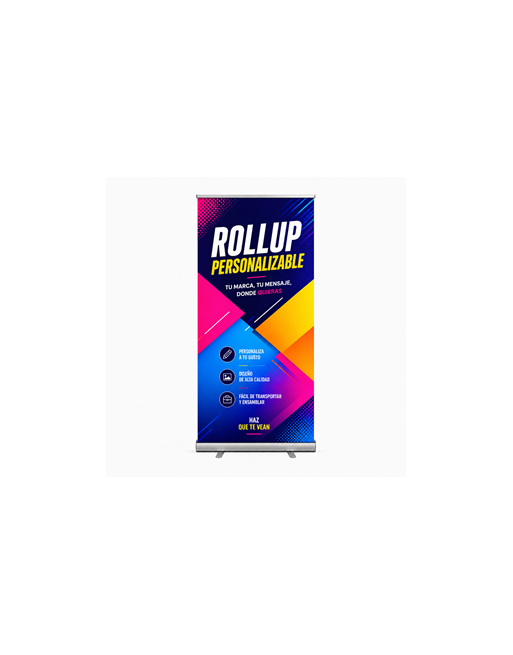 Rollup 85x200cm con estructura y soporte.