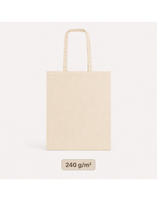 Bolsa algodón natural asa larga 240g 38x42cm