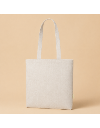 Bolsas algodón jazpeadas beige reciclada.