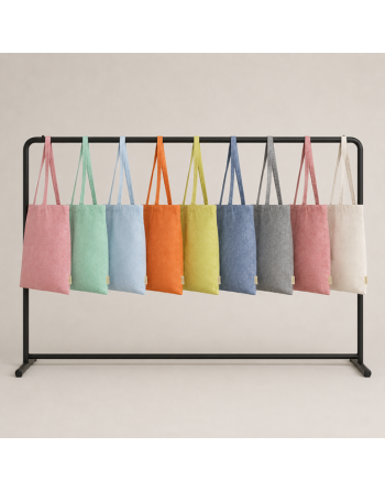 Bolsas algodón jazpeadas colores reciclada.