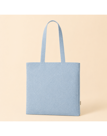 Bolsas algodón jazpeadas azul claro  reciclada.