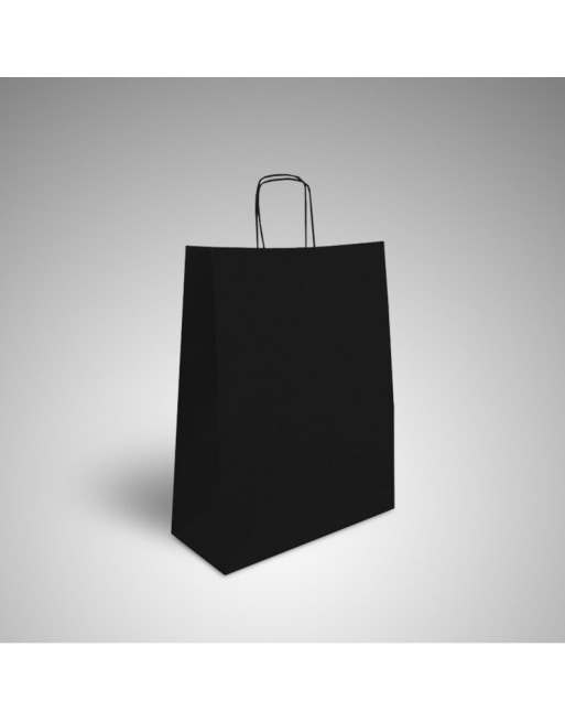 Bolsa celulosa negra 25+10x32 cm asa rizada