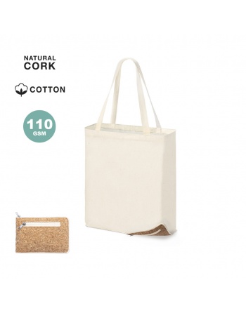 Bolsa plegable algodón orgánico asa larga media 110g 34,5+10x39cm