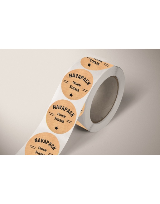 Etiquetas adhesivas en rollo Papel kraft Ø40mm