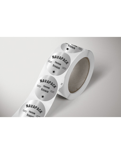 Etiquetas adhesivas en rollo Papel Papel plata Ø60mm
