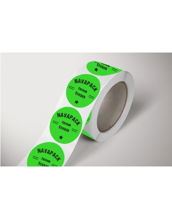 Etiquetas adhesivas en rollo Papel verde Fluor Ø60mm