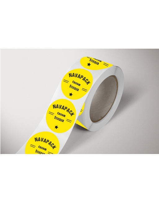 Etiquetas adhesivas en rollo Papel amarillo Fluor Ø60mm
