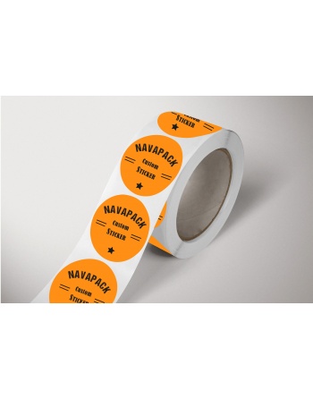 Etiquetas adhesivas en rollo Papel naranja Fluor Ø60mm