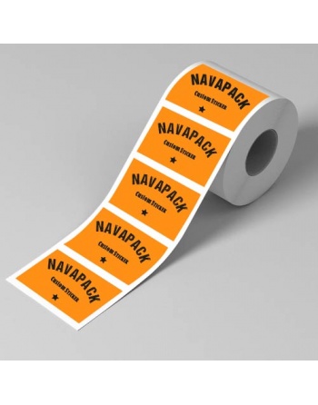 Etiquetas adhesivas en rollo Papel naranja Fluor 60x50mm
