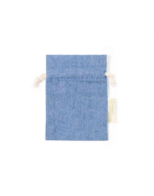 Funda de algodón reciclado, color azul 10x14cm 120g