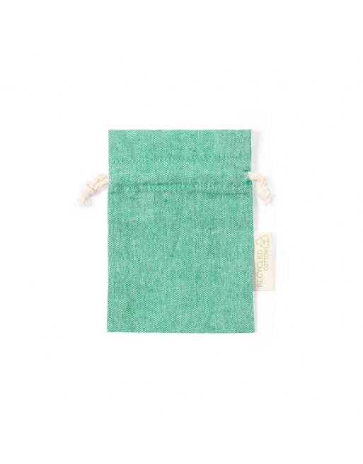 Funda de algodón reciclado verde 10x14cm 120g