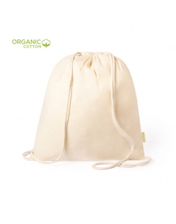Mochila de algodón color crudo con cordones 120g 38x42cm