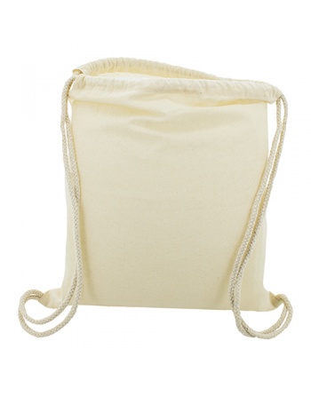 Mochila de algodón color crudo con cordones 135g 36x40cm